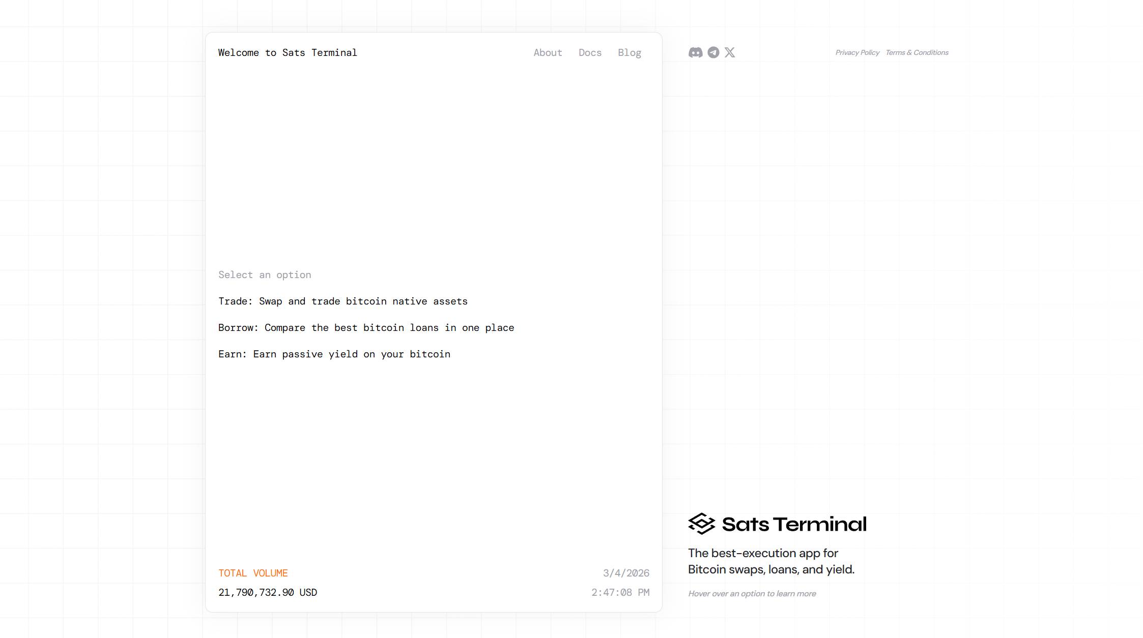 Sats Terminal là gì? Nền tảng tổng hợp vay, swap và earn cho Bitcoin插图1 Sats Terminal là gì? Nền tảng tổng hợp vay, swap và earn cho Bitcoin插图1