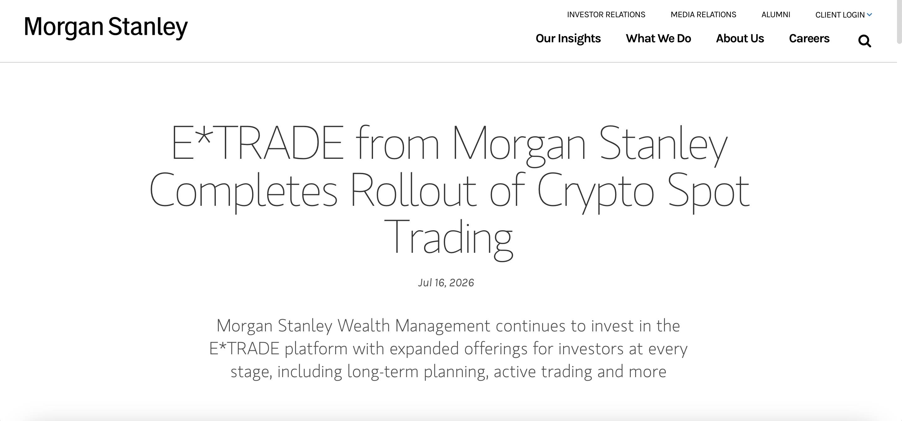 Morgan Stanley triển khai giao dịch Bitcoin, Ethereum và Solana trên E*TRADE插图1