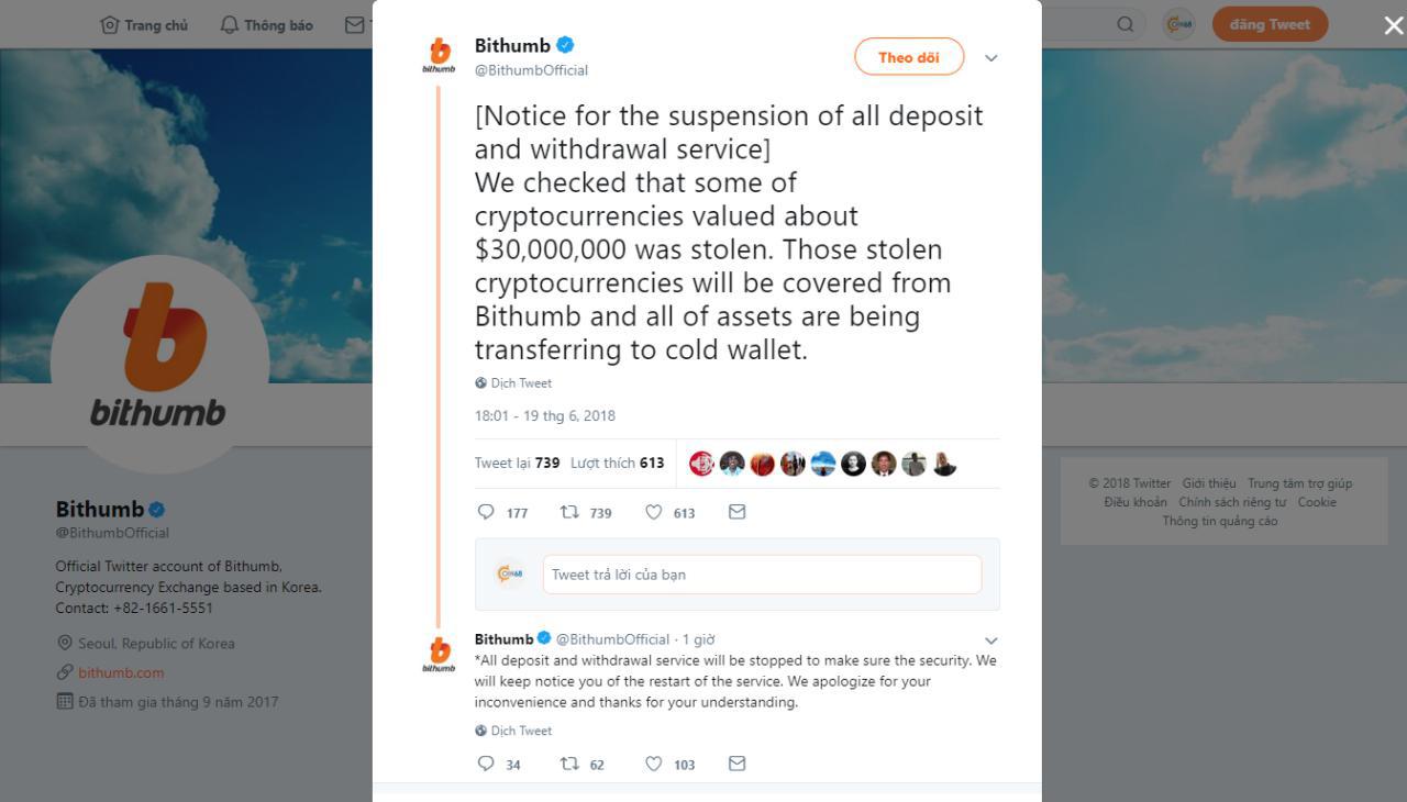 Bitcoin phục hồi lên $6,700, thị trường tăng 8 tỉ đô vốn hoá theo sau vụ hack Bithumb