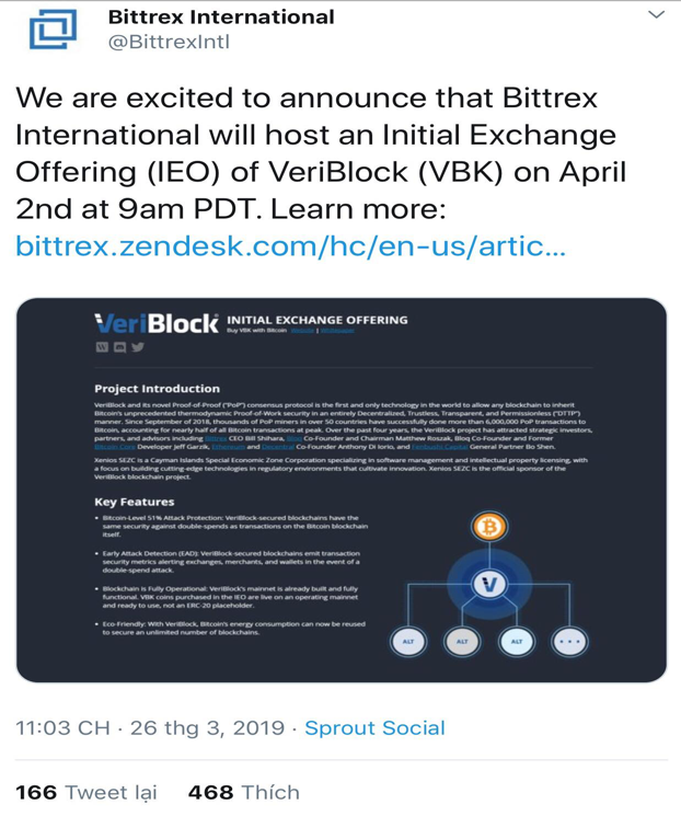 VeriBlock là gì ? Dự án IEO của sàn Bittrex