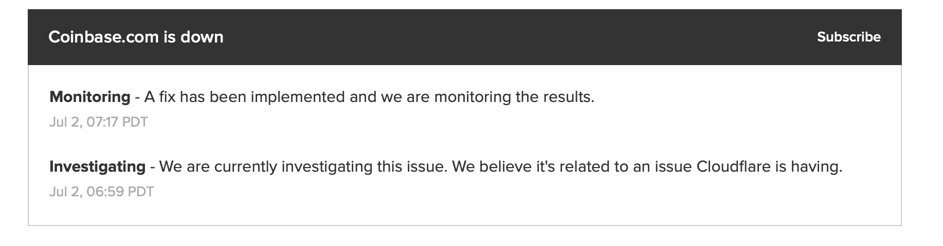 Coinbase đã phát hiện và thực hiện sửa chữa sau sự cố này.