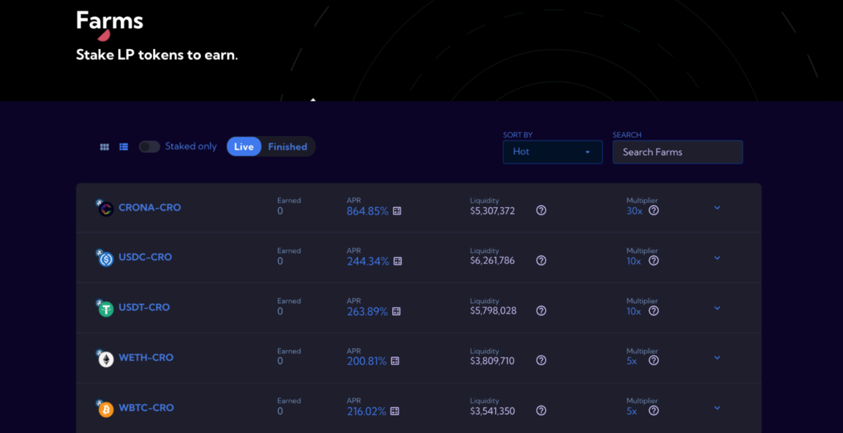 CronaSwap Farming
