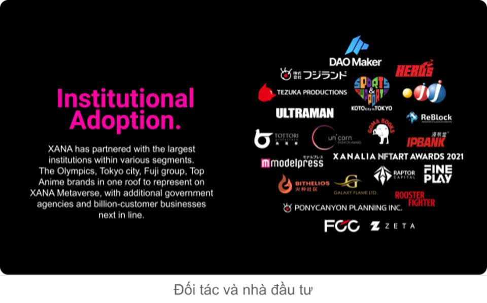 Đối tác và nhà đầu tư Xana Đối tác và nhà đầu tư Xana