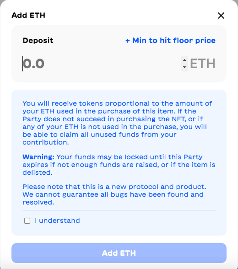 Sau đó chọn Add ETH Partydao